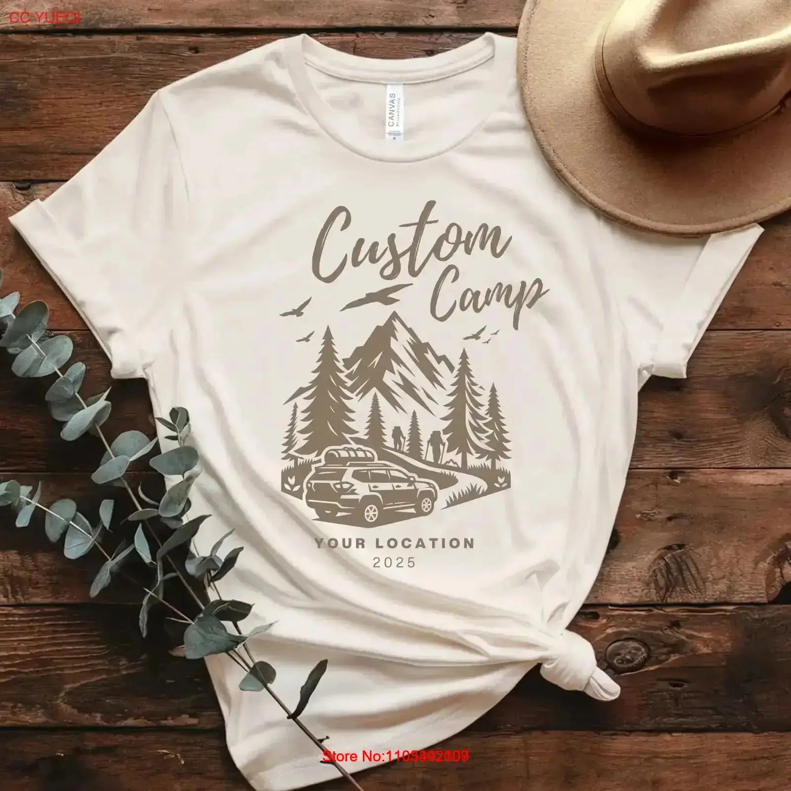 Outdoor Adventure Locations - Individuelles Camping-T-Shirt mit Standort und Jahr,
