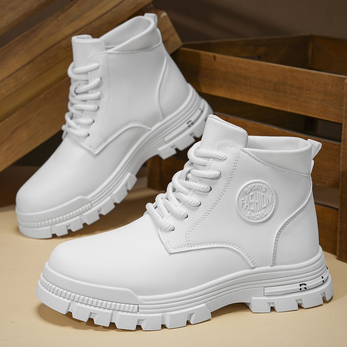Outdoor Adventure Hiking - Modische Ganzjahres-Motorradstiefel für Herren, weiß, Herbst