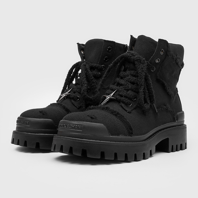 Outdoor Adventure Hiking - Herren High-Top-Plateaustiefel mit dicker Sohle, lässige